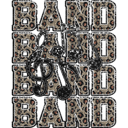 Leopard Print BAND Music Notes Design Shirt