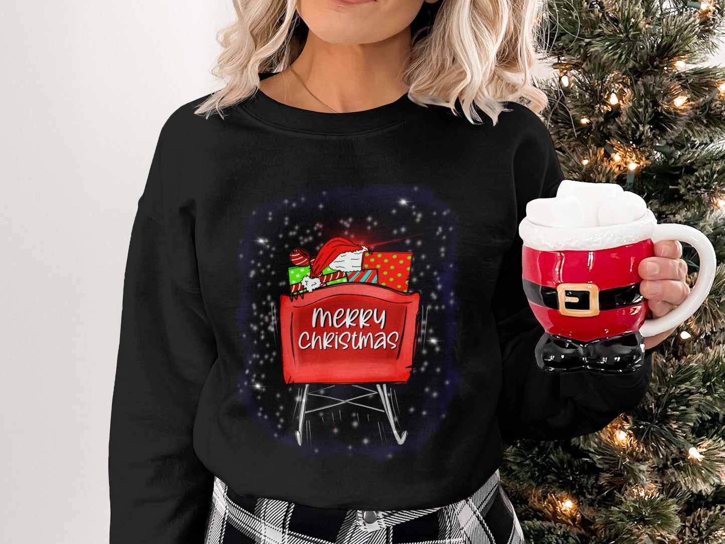 Merry Christmas Santa Gift Graphic Sweatshirt