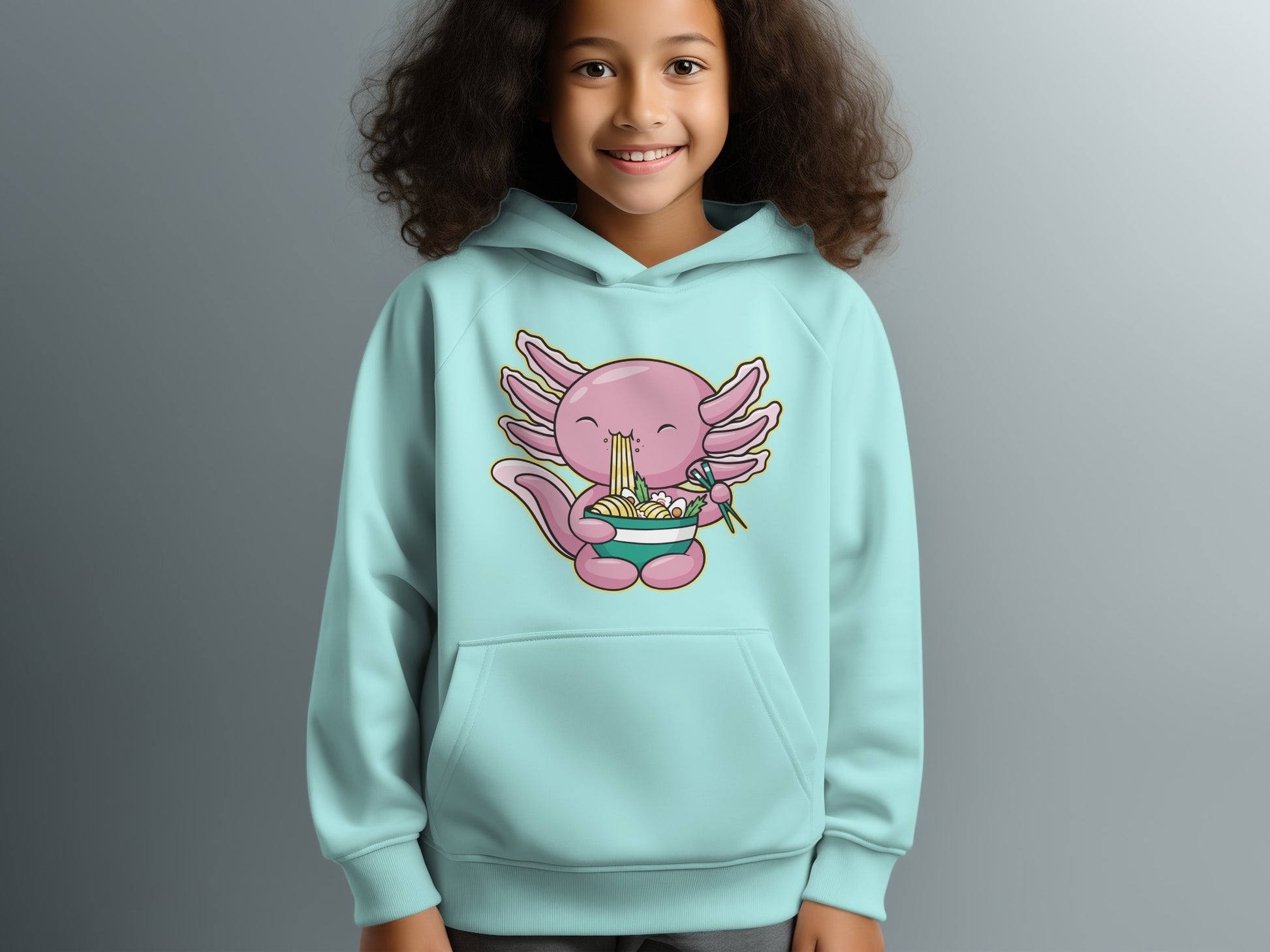 Cute Axolotl Eating Noodles Graphic Hoodie product