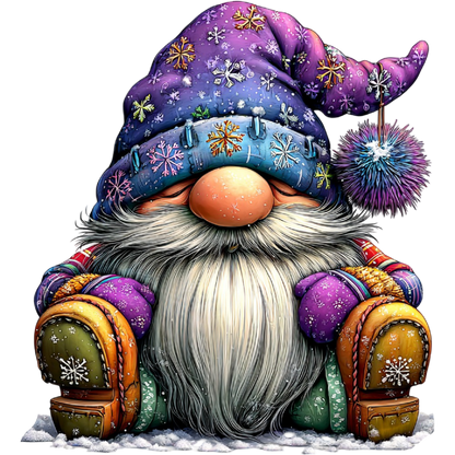Adorable Gnome with Colorful Hat Snowflake Pattern Decor