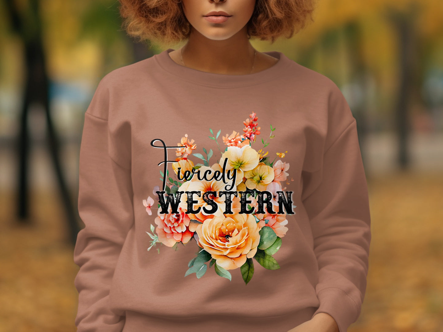 Fiercely Western Floral Design Printed Sweatshirt