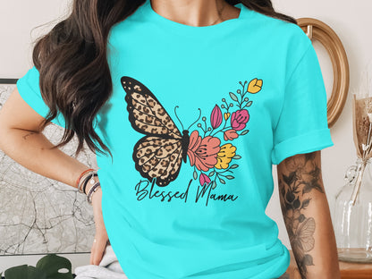 Blessed Mama Butterfly Graphic T-shirt Design