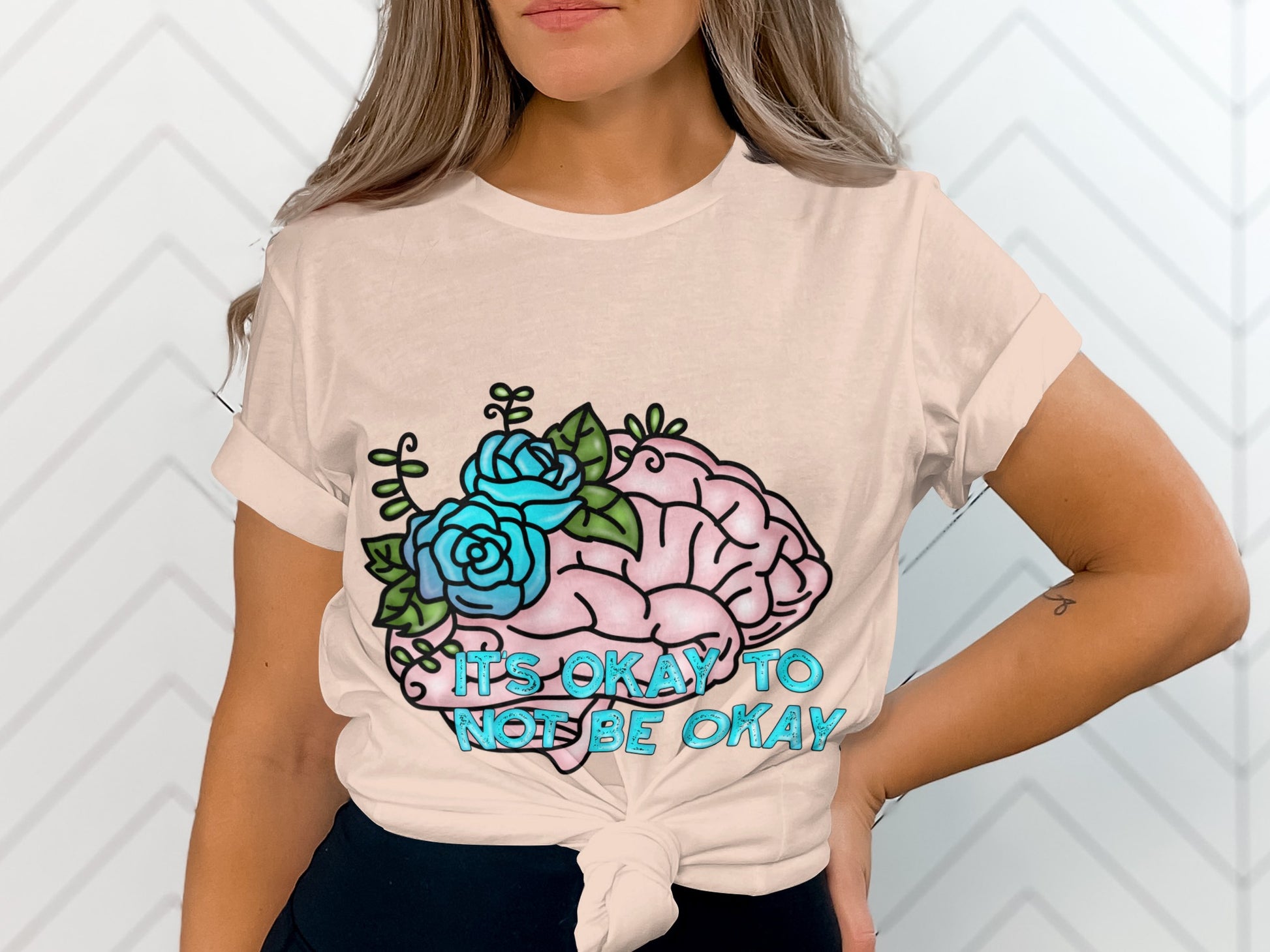 It's Okay to Not Be Okay Brain Graphic T-Shirt