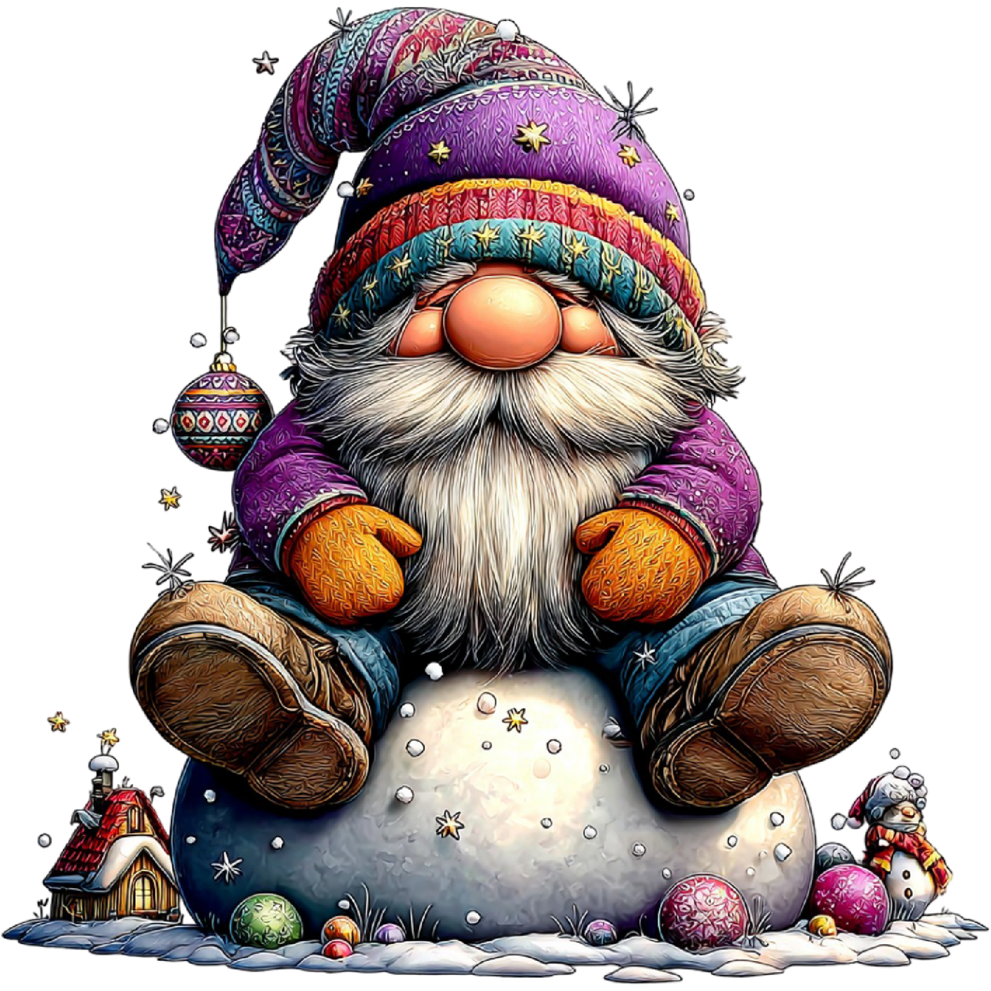 Festive Gnome with Colorful Hat Holiday Decor Item