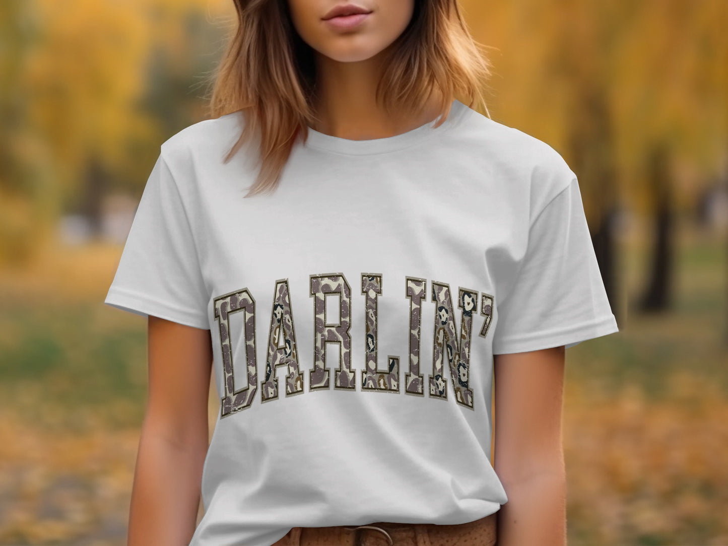 White T-Shirt with Darlin' Graphic Design Product