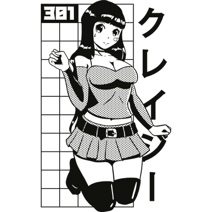 Anime Style Character in Gridded Background Poster