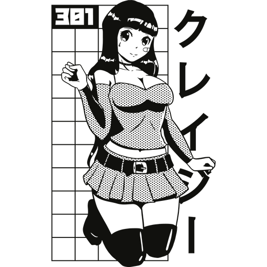 Anime Style Character in Gridded Background Poster