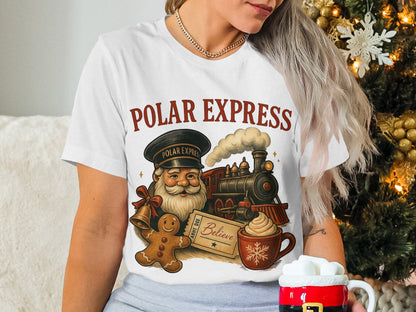 Polar Express Train and Santa Christmas Themed Shirt