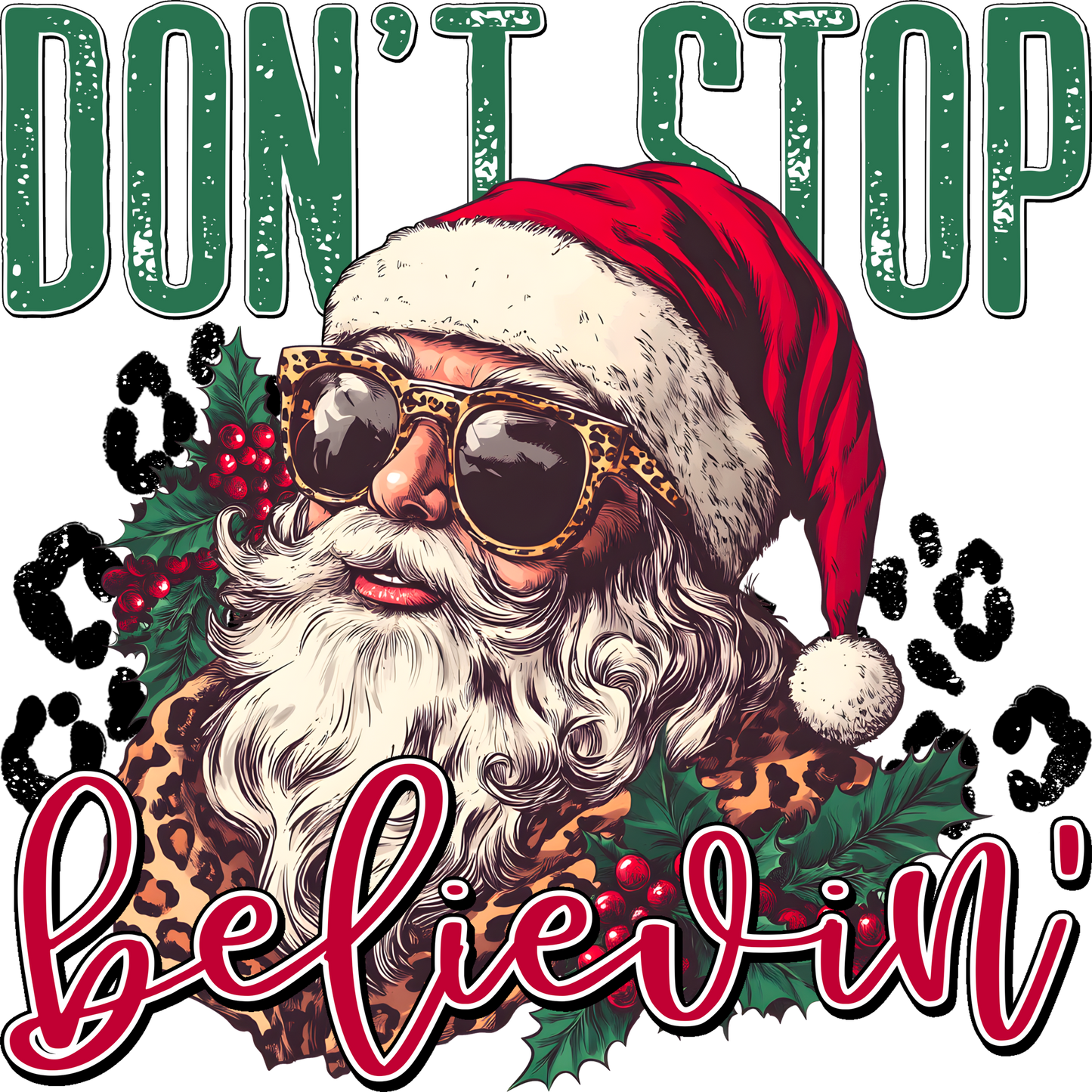 Don't Stop Believin' Santa Holiday Apparel