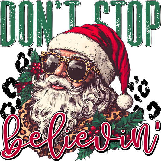 Don't Stop Believin' Santa Holiday Apparel