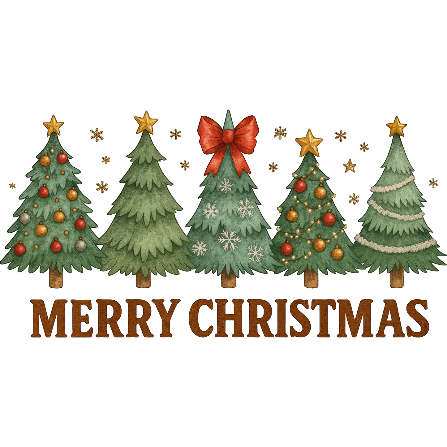 Merry Christmas Festive Trees Wall Art Decor
