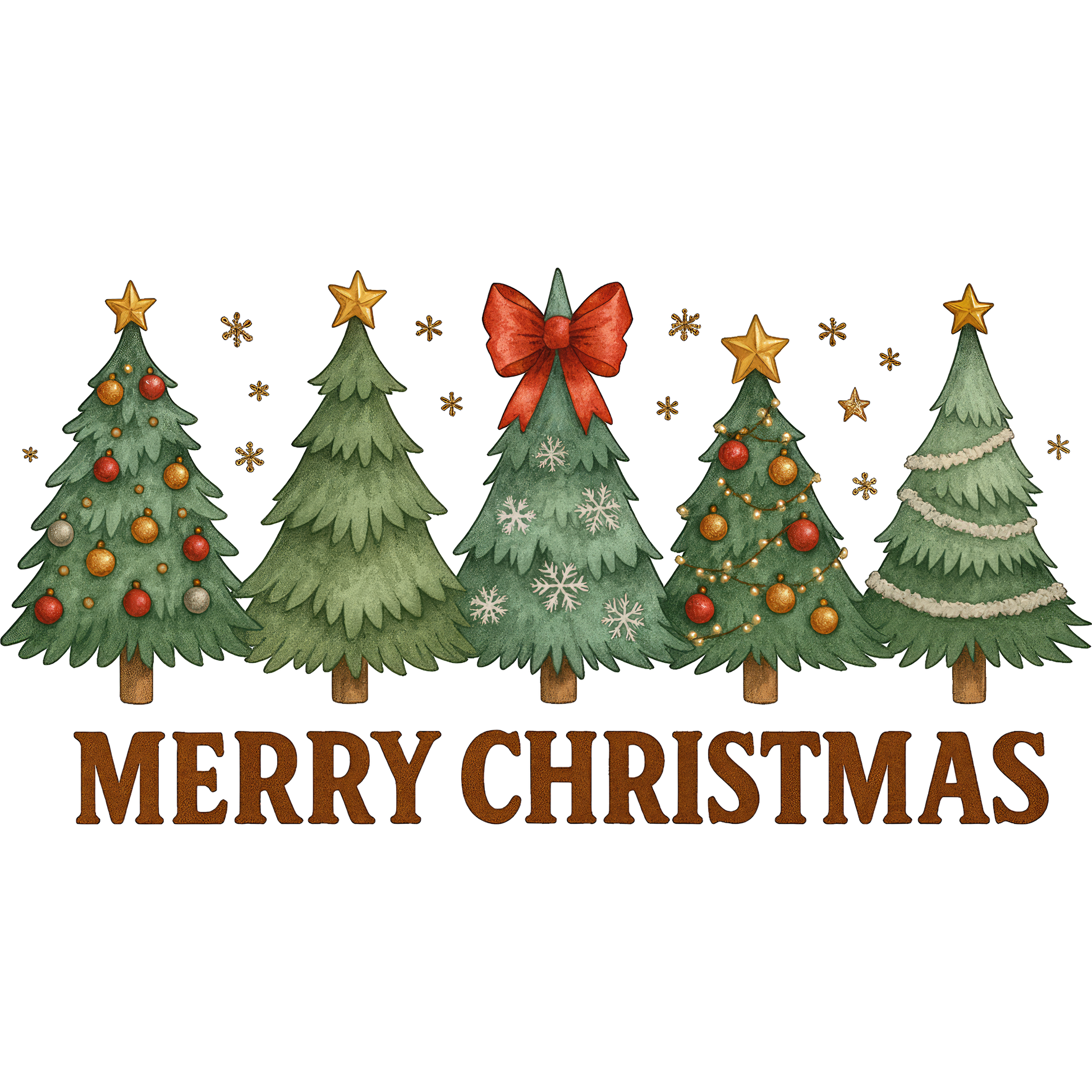 Merry Christmas Festive Trees Wall Art Decor