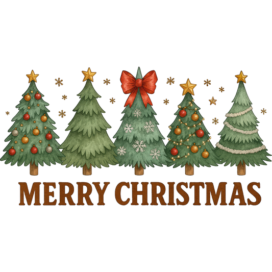 Merry Christmas Festive Trees Wall Art Decor