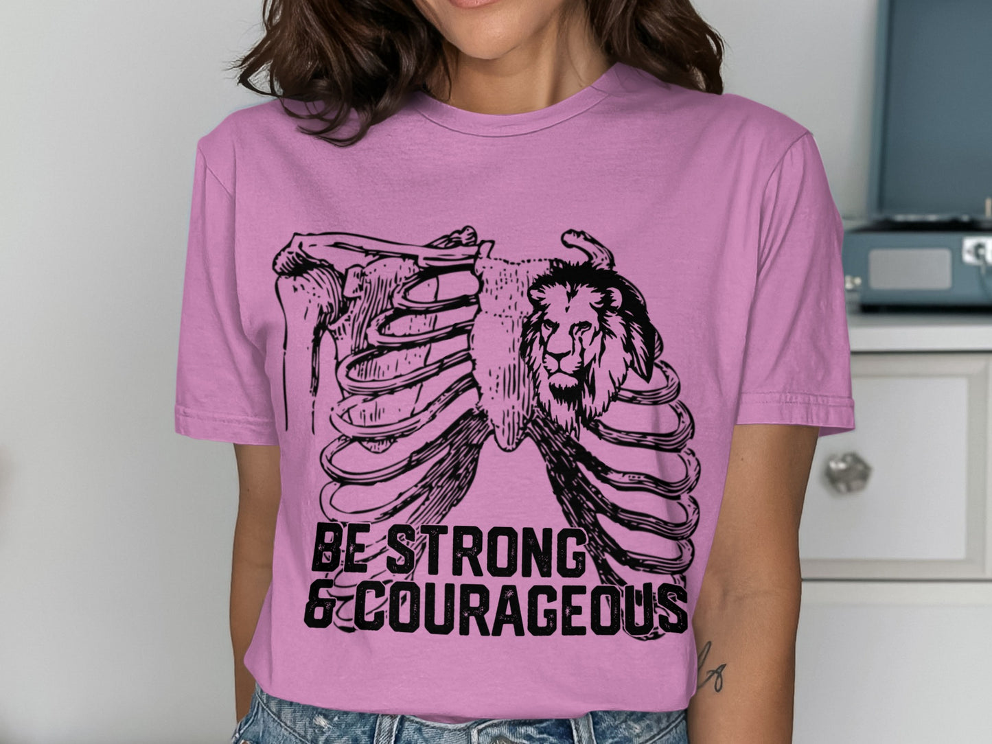 Be Strong and Courageous Ribcage Lion T-shirt