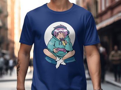 Anime Gamer Hoodie Wearing Girl Character T-shirt