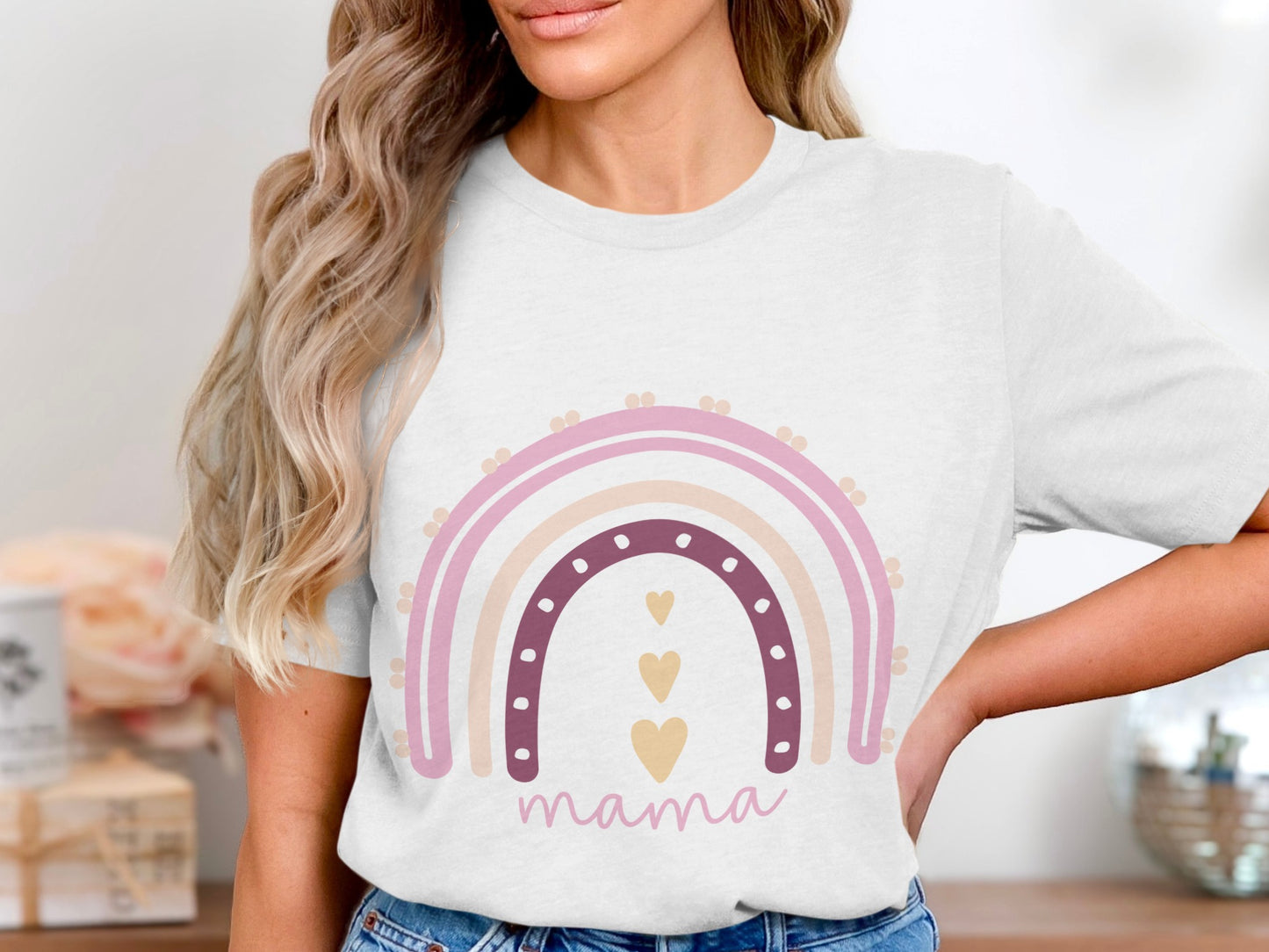 Mama Rainbow Themed Graphic T-shirt