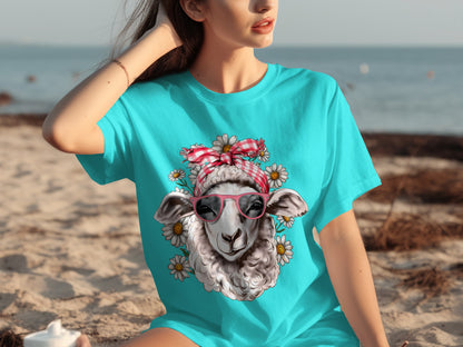 Cool Sheep with Sunglasses Graphic T-Shirt