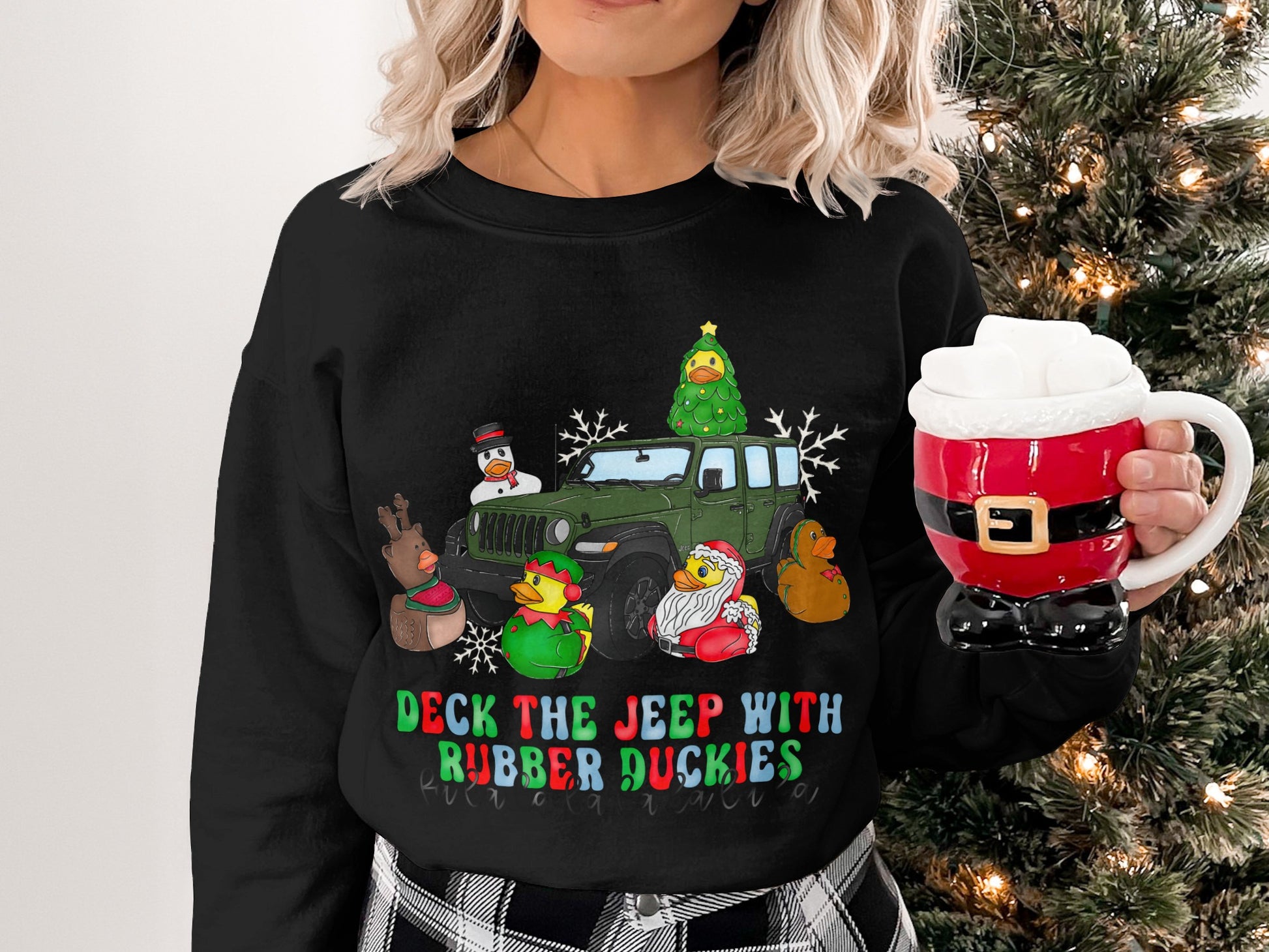 Deck The Jeep With Rubber Duckies Christmas Sweatshirt