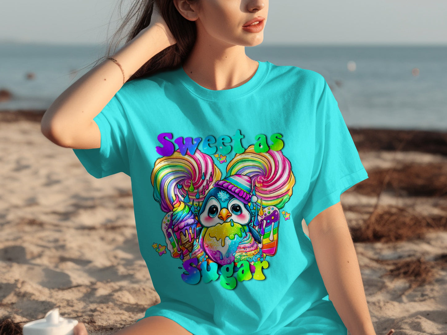 Sweet As Sugar Colorful Penguin Graphic Tee