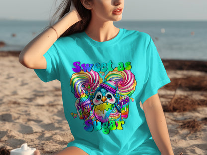 Sweet As Sugar Colorful Penguin Graphic Tee
