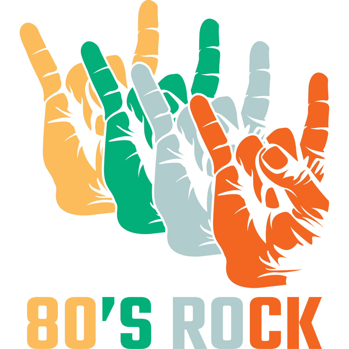 Colorful 80's Rock Hand Sign Art for Unique Product