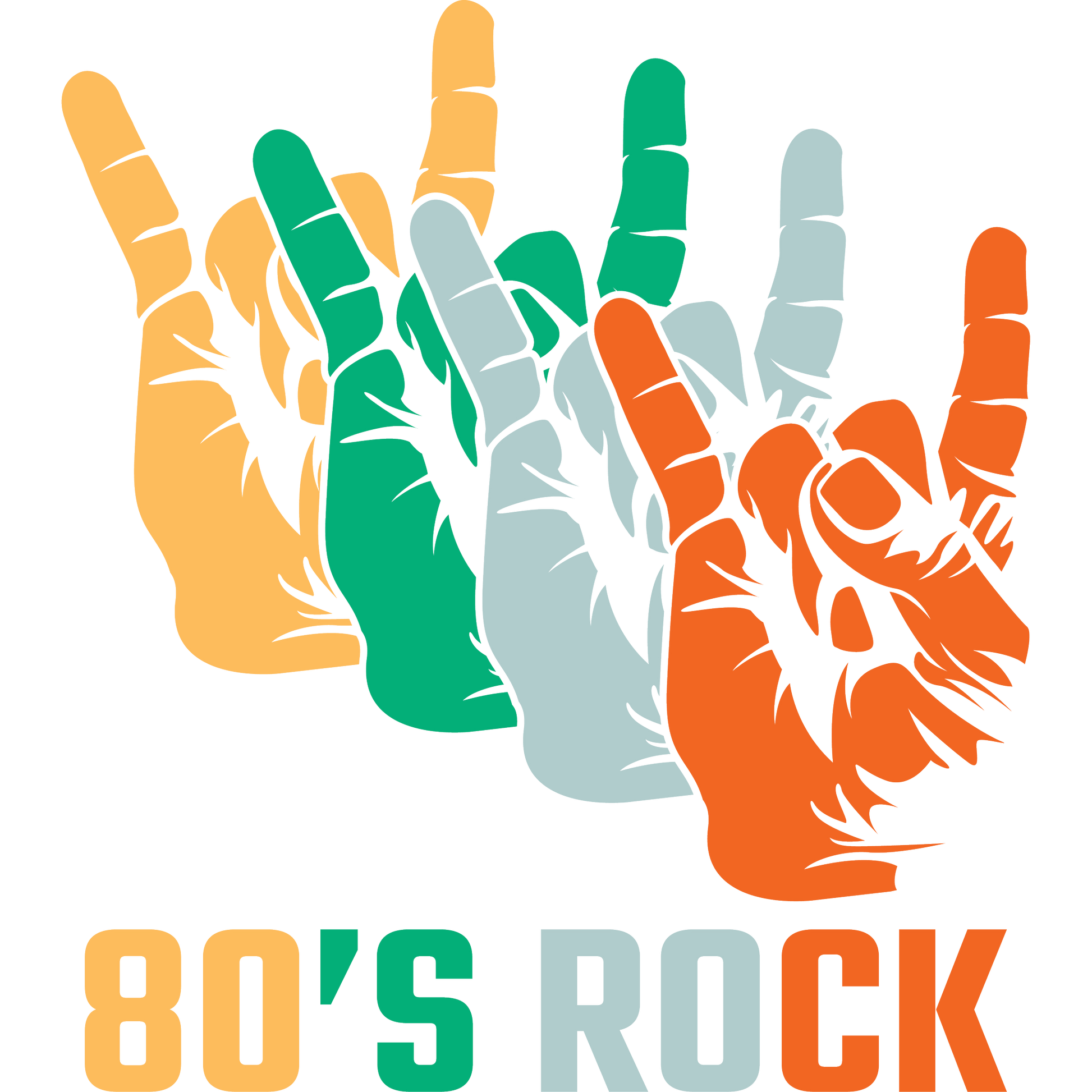 Colorful 80's Rock Hand Sign Art for Unique Product