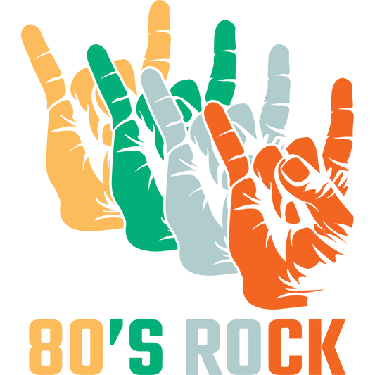 Colorful 80's Rock Hand Sign Art for Unique Product