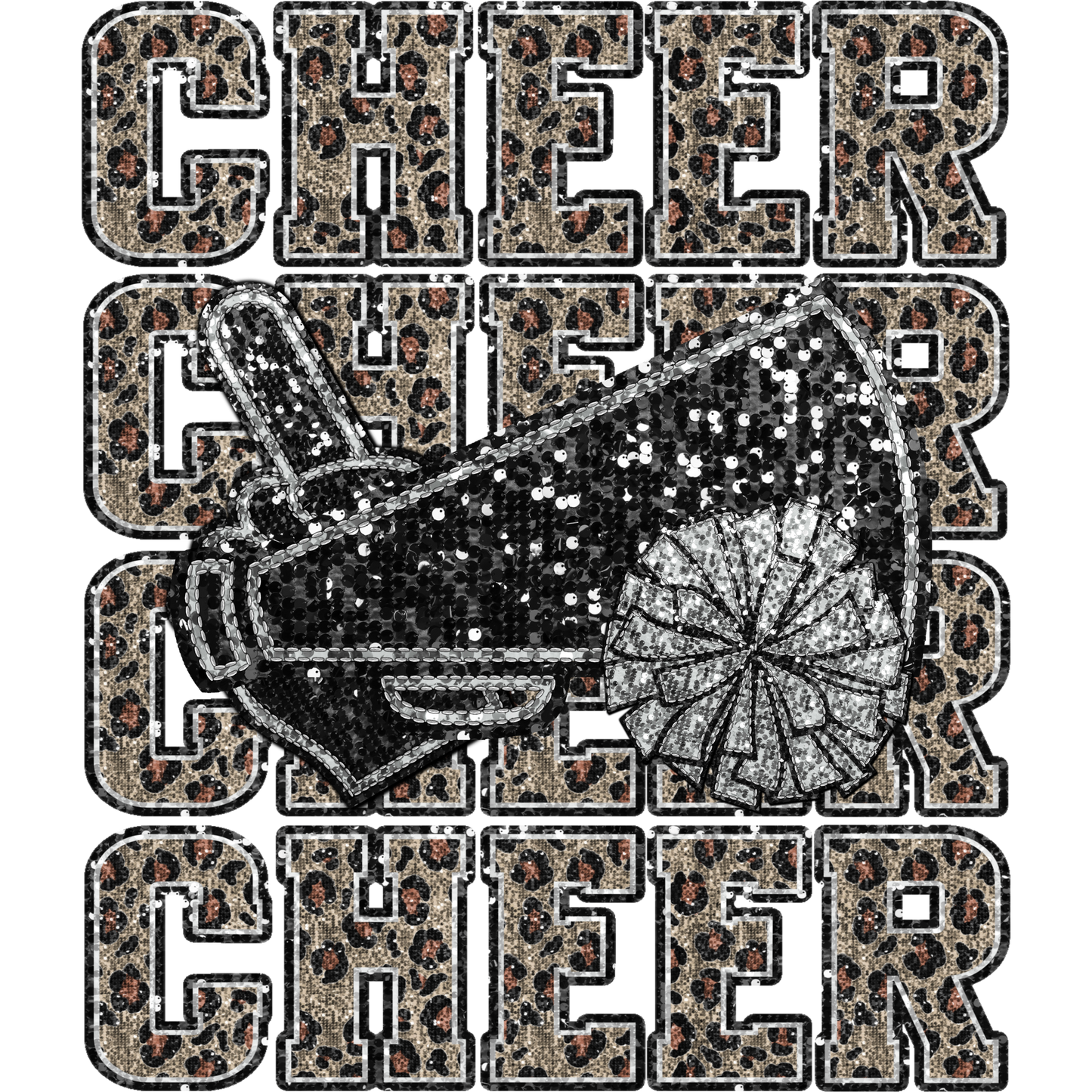 Cheer with Leopard Print and Sequins Cheerleading Apparel