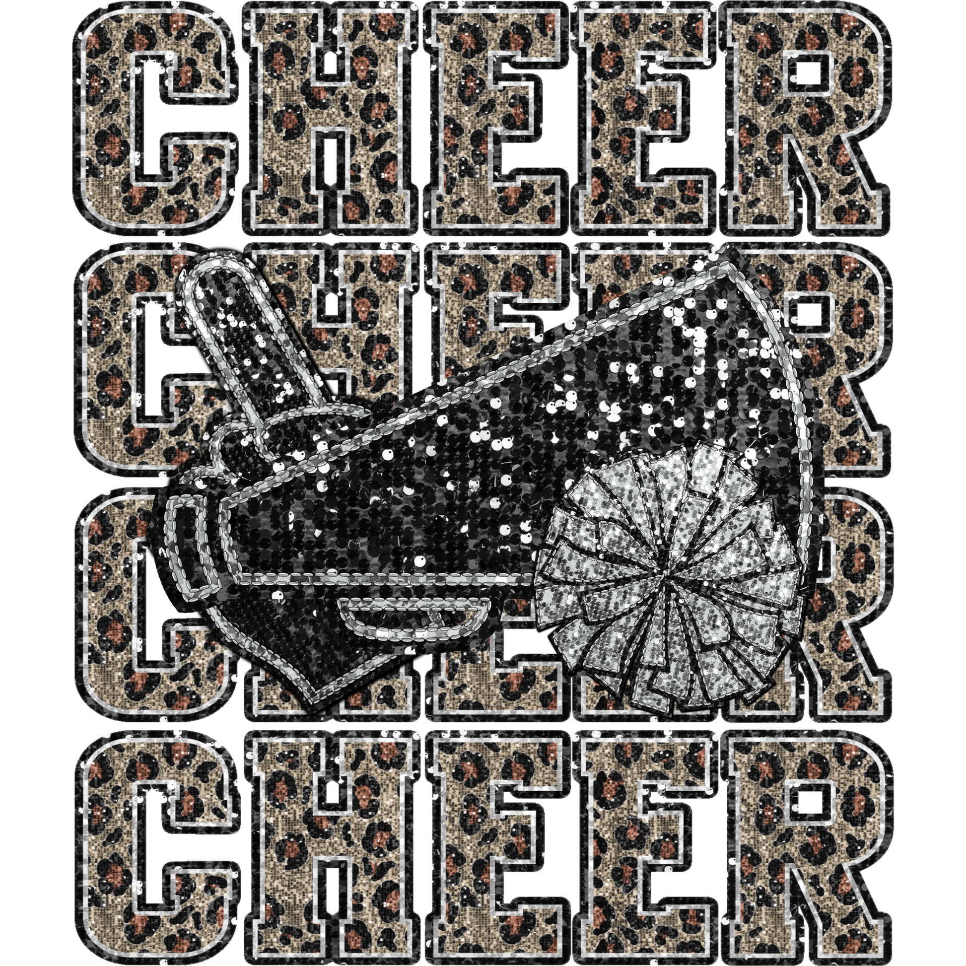 Cheer with Leopard Print and Sequins Cheerleading Apparel