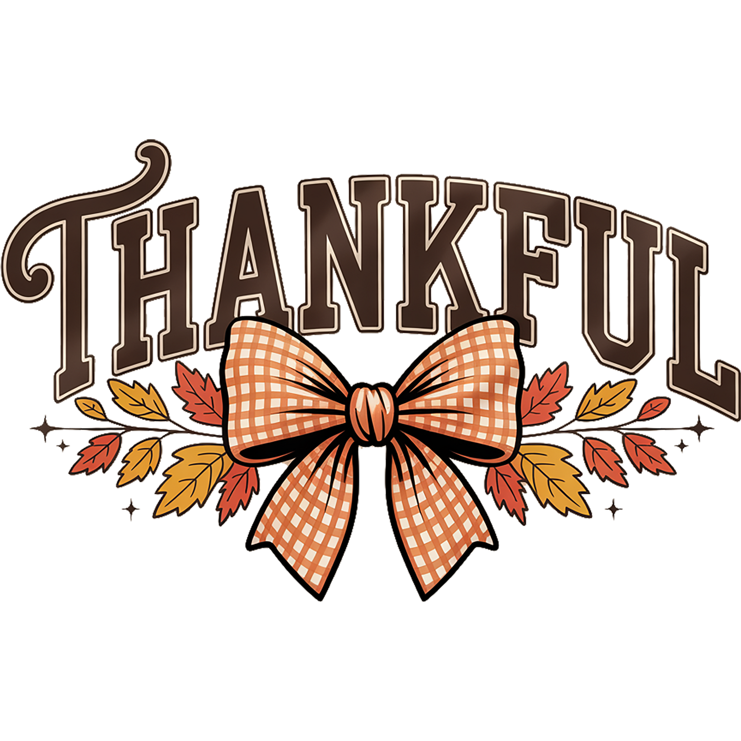 Vintage Thankful Bow with Autumn Leaves Design Decor