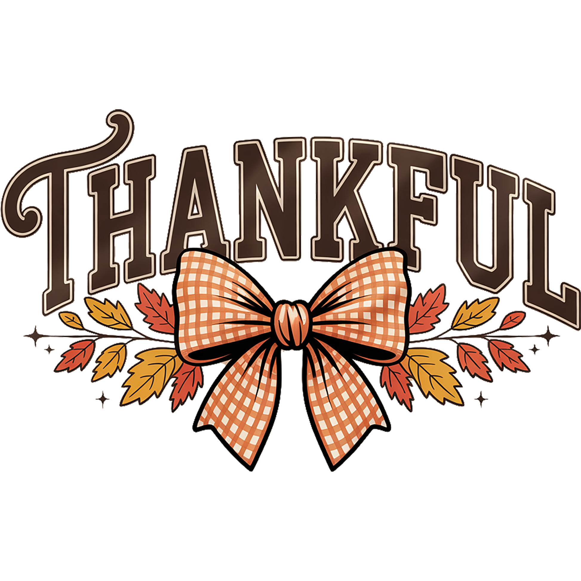 Vintage Thankful Bow with Autumn Leaves Design Decor