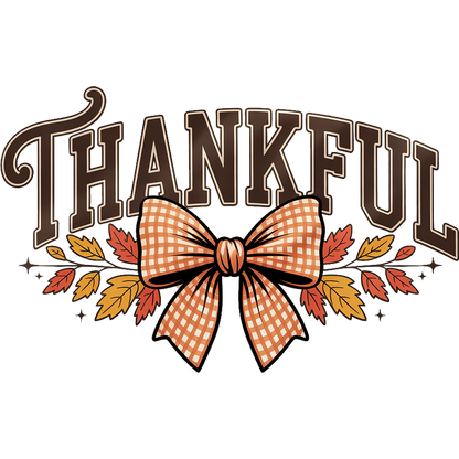 Vintage Thankful Bow with Autumn Leaves Design Decor
