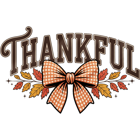 Vintage Thankful Bow with Autumn Leaves Design Decor