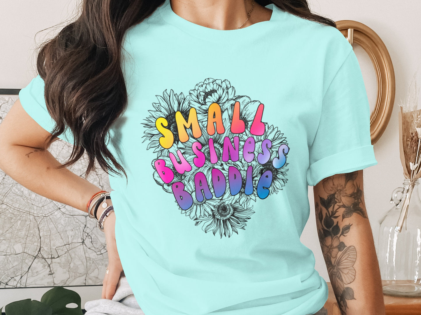 Small Business Baddie Colorful Floral Design Shirt