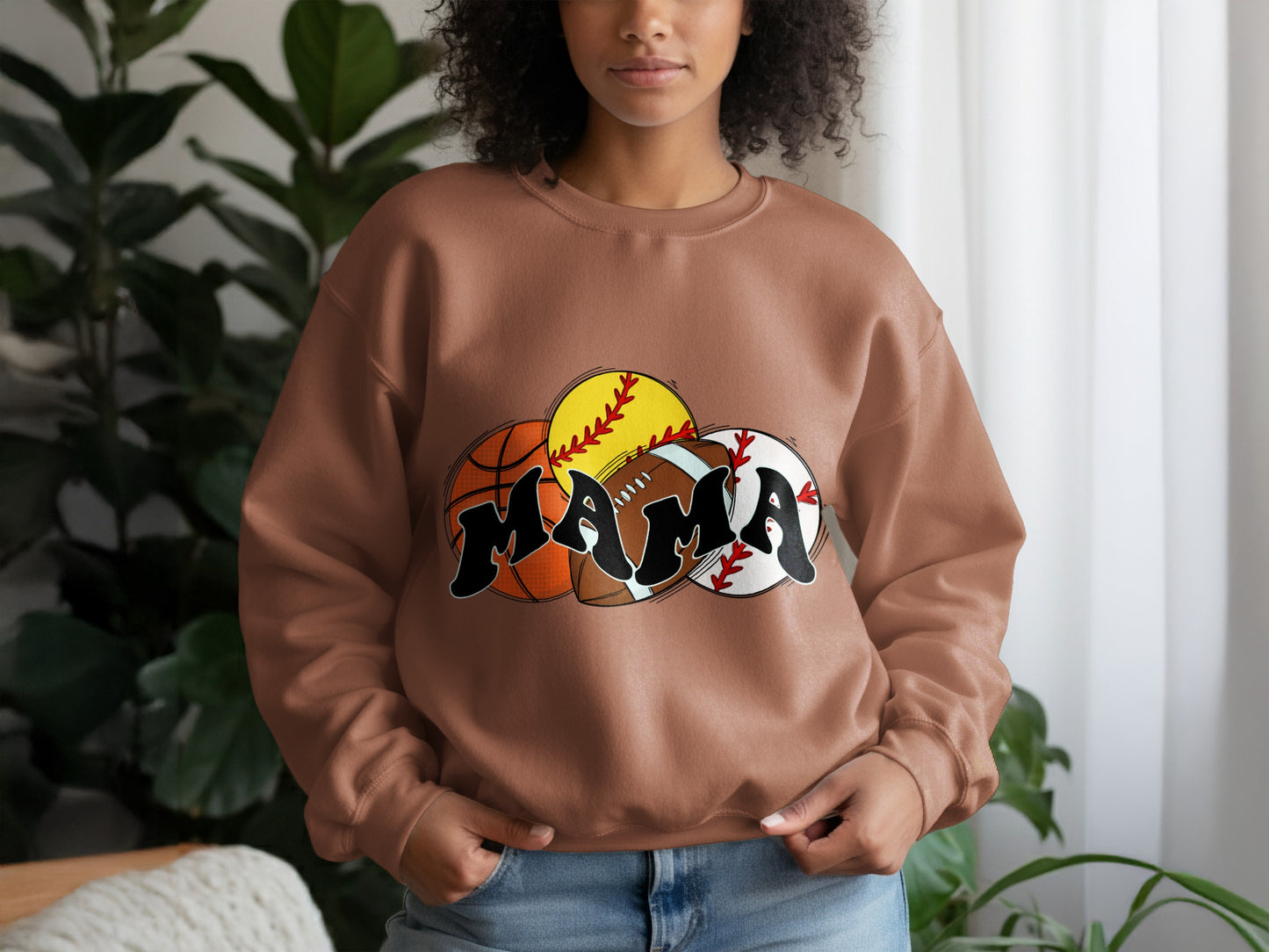 Mama Sports Themed Cozy Sweatshirt for Women
