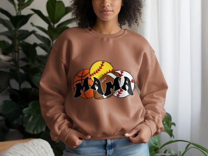 Mama Sports Themed Cozy Sweatshirt for Women