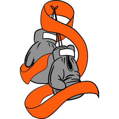 Grey Boxing Gloves with Orange Ribbon Design