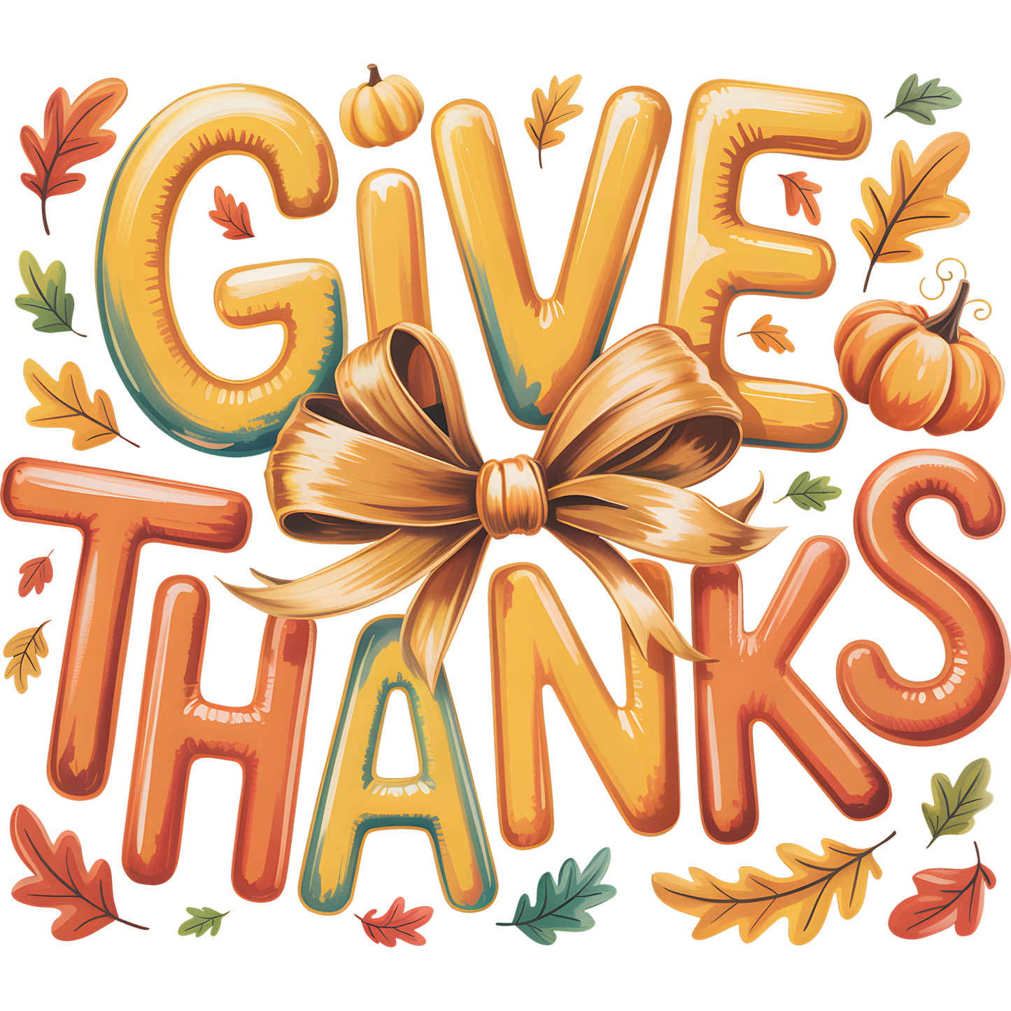 Colorful Give Thanks Fall Lettering Art Banner