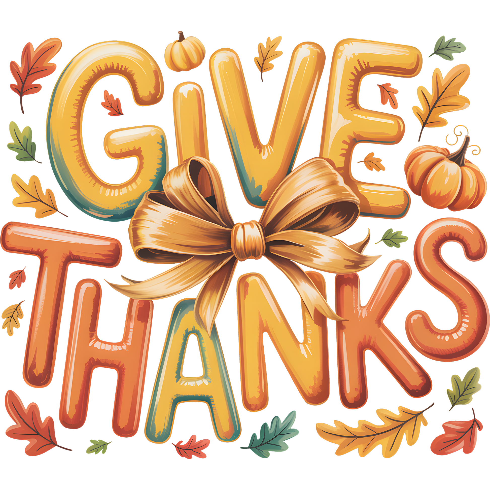 Colorful Give Thanks Fall Lettering Art Banner
