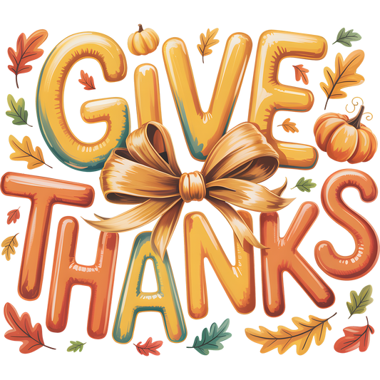 Colorful Give Thanks Fall Lettering Art Banner