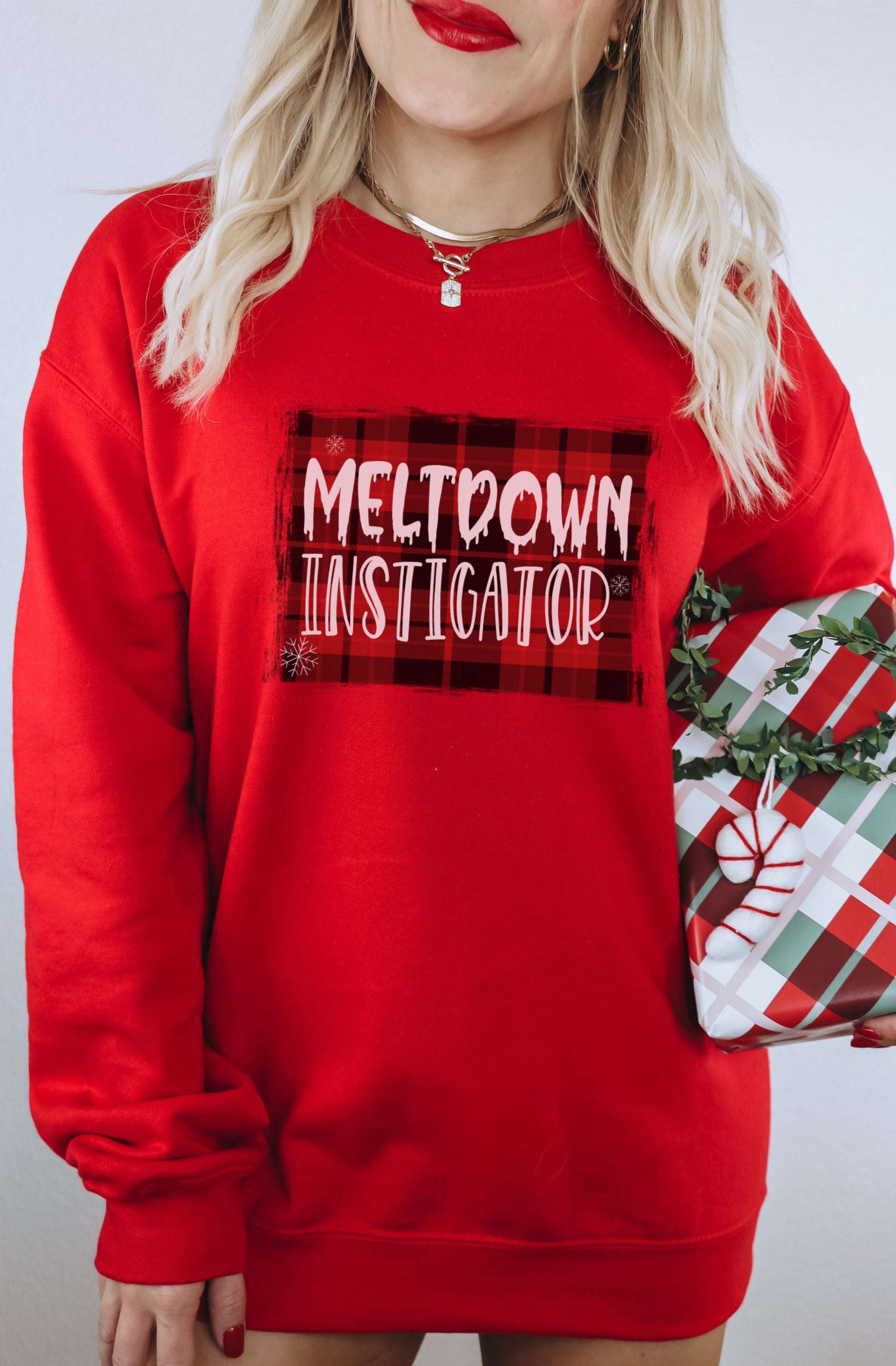 Meltdown Instigator Red Holiday Themed Sweatshirt