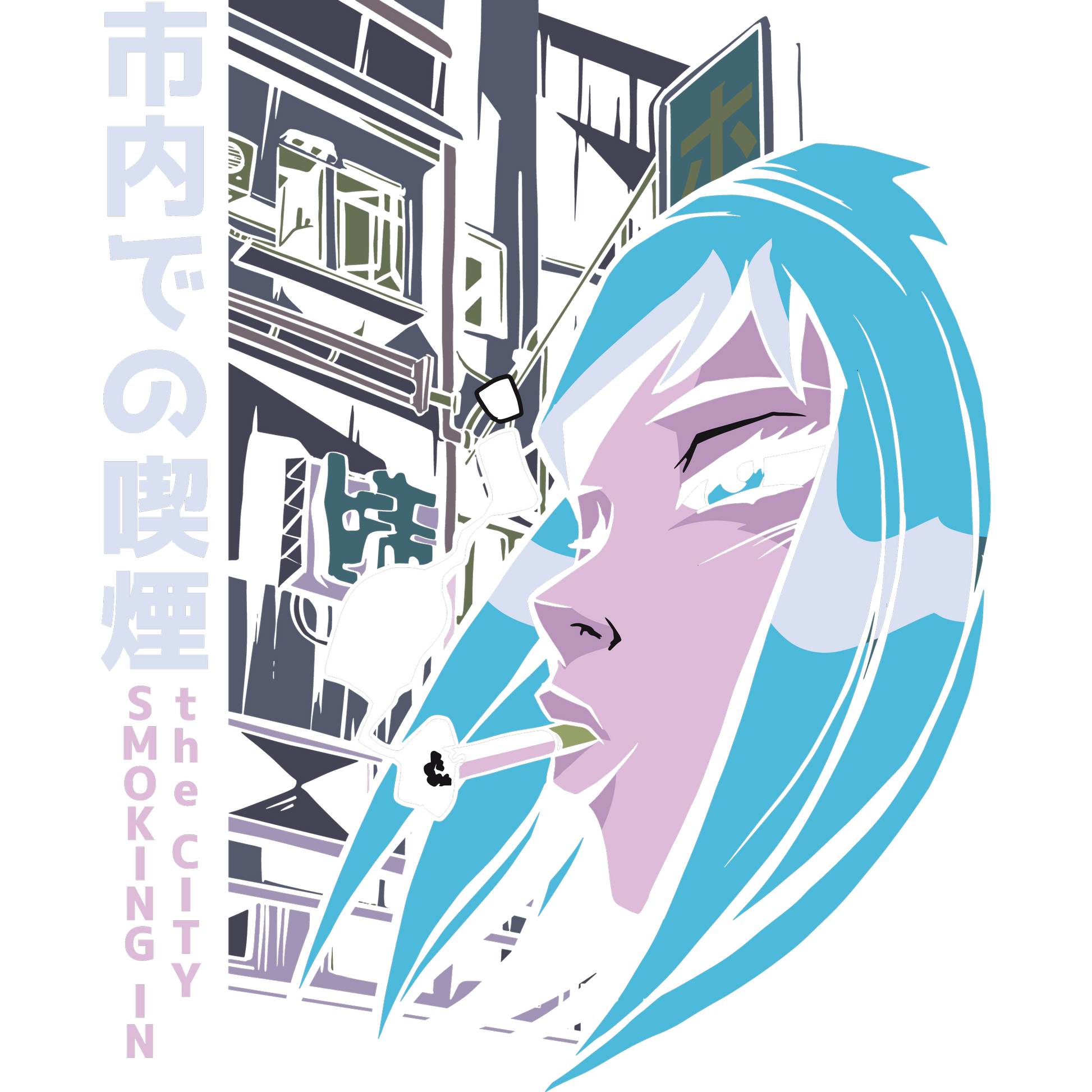 Urban Smoky City Manga Art Print