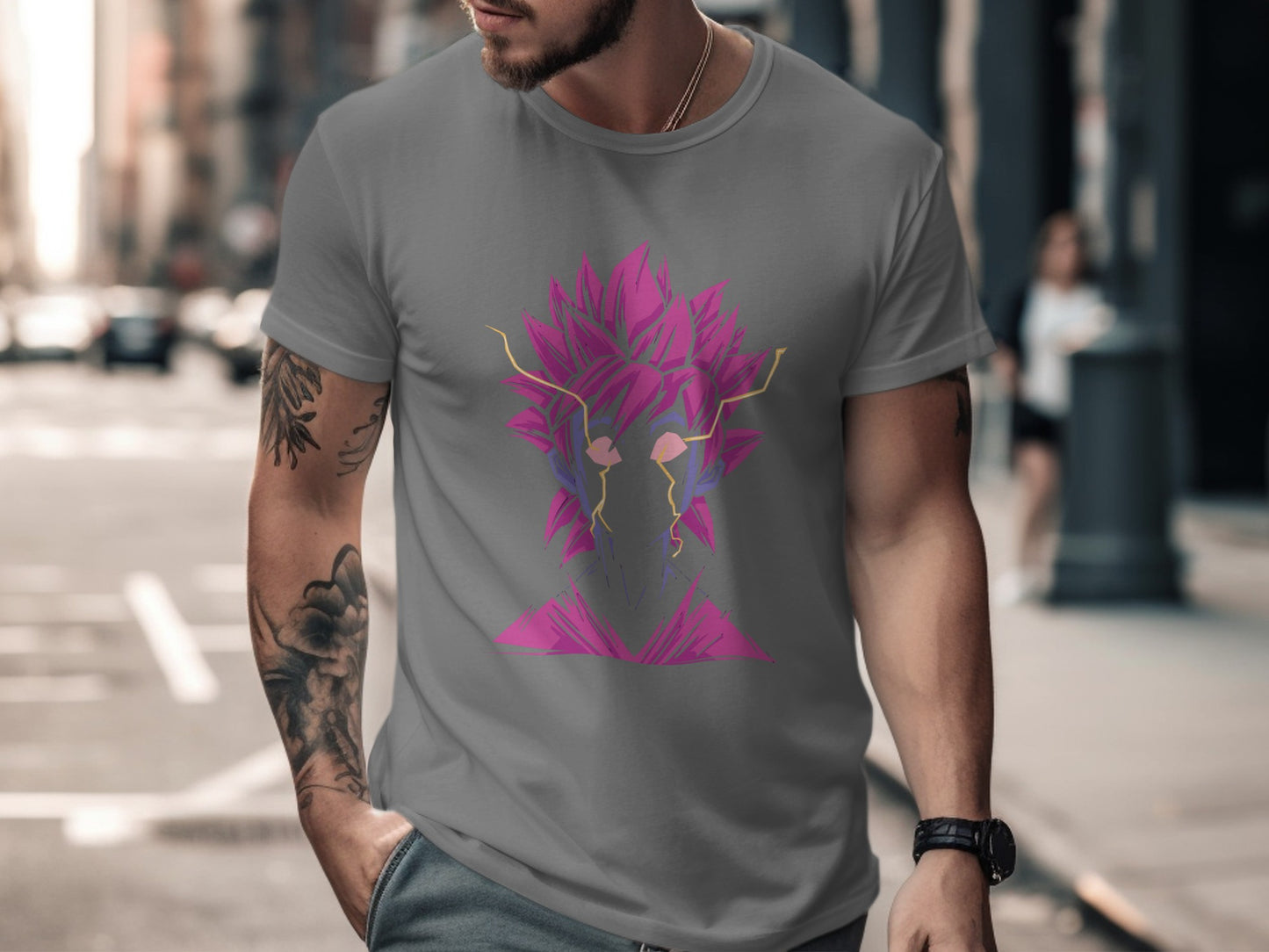 Stylish Purple and Pink Anime Character T-shirt