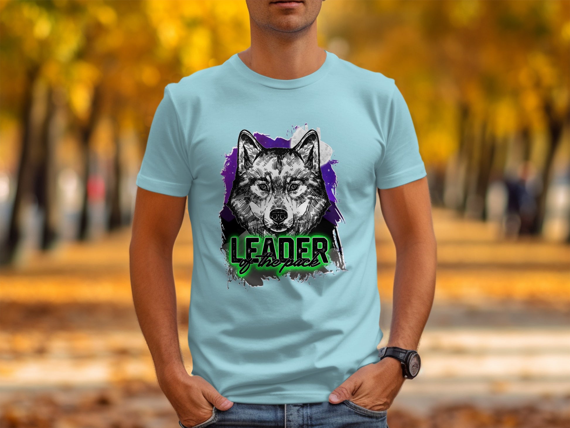 Leader of the Pack Wolf Graphic Design Shirt