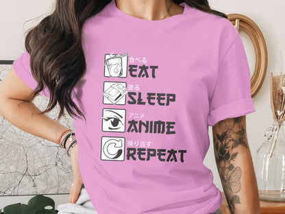 Eat Sleep Anime Repeat Graphic Tee