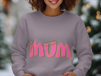 Mum Graphic Sweatshirt with Pink and Gold Accents