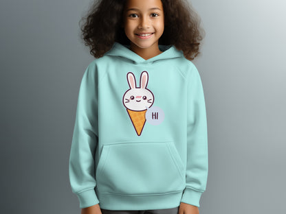 Cute Bunny Ice Cream Design Kids Hoodie Product