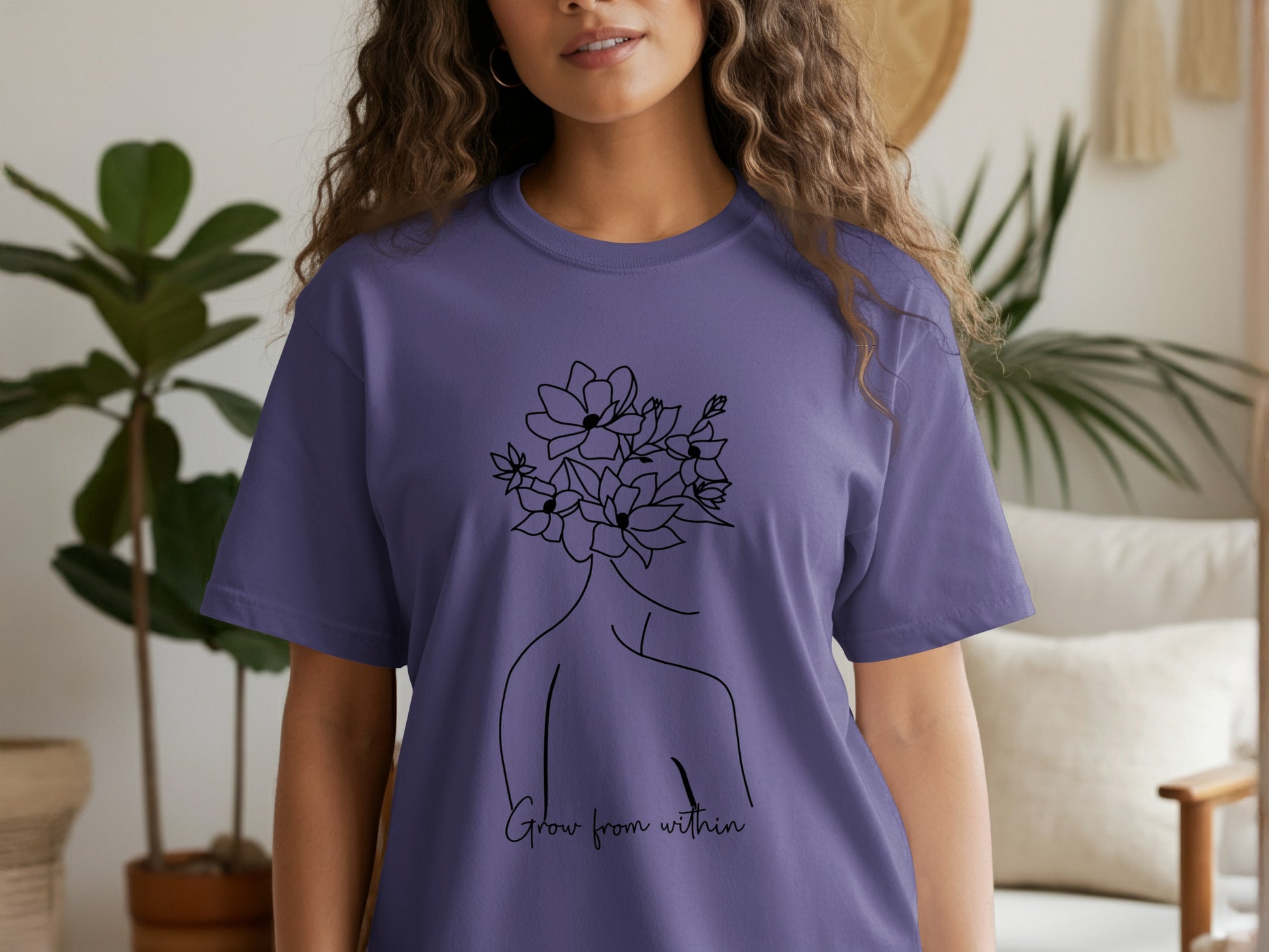 Grow from within flower design printed clothing