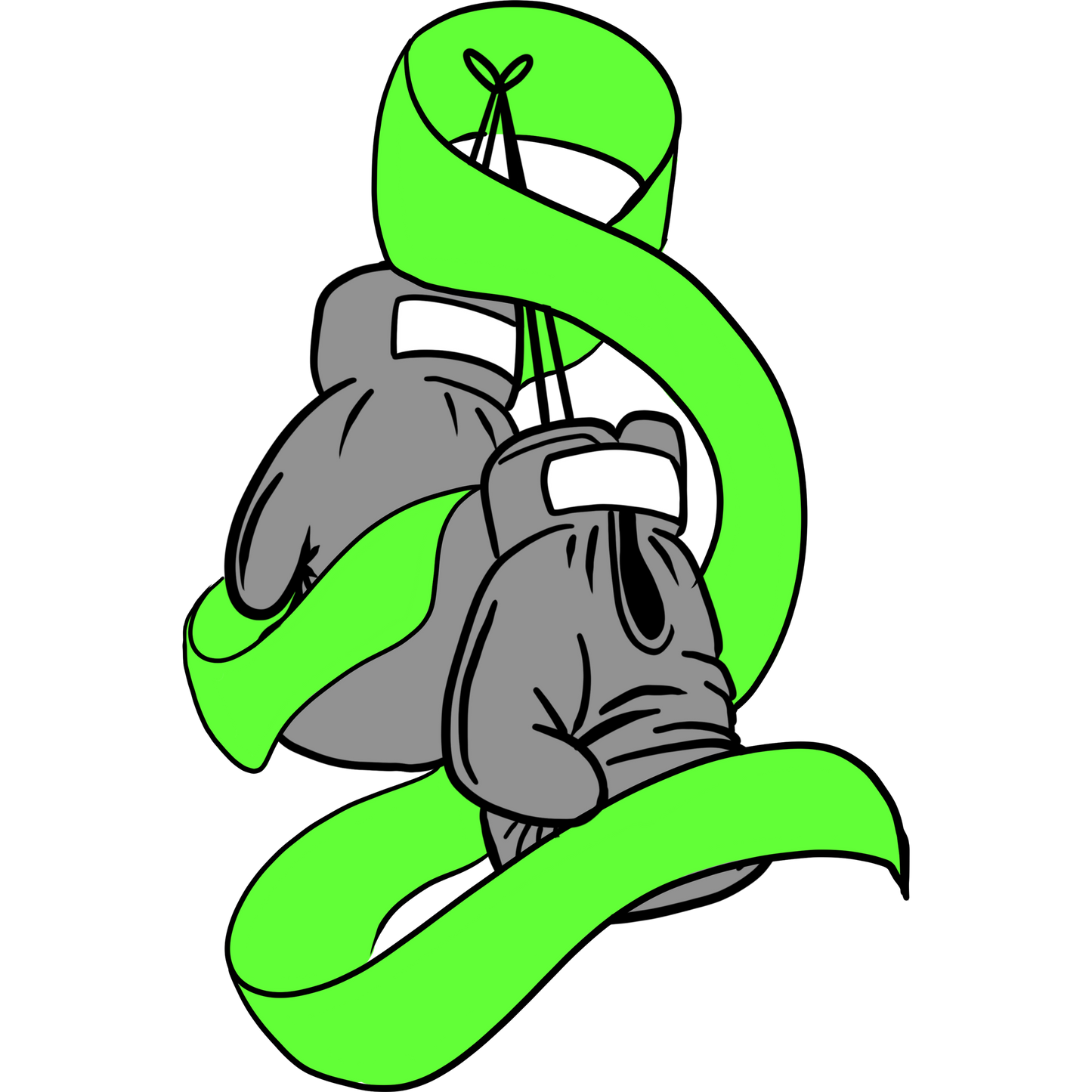 Hanging Boxing Gloves with Green Ribbon Design