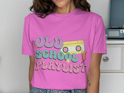 Old School Playlist Graphic Tee for Vintage Lovers